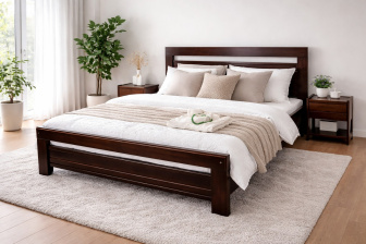 Postel z masivu borovice Amor 180x200 cm - OŘECH + rošt ZDARMA