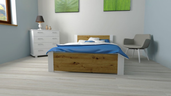 Posteľ Irma 90x200 cm Dub Artisan/ biela + rošt ZADARMO