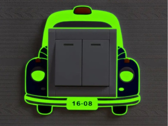 Svietiaca 3D silikónová dekorácia vypínača - auto modré