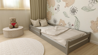 Dětská montessori postel Axel 120/200 cm + rošt ZDARMA - šedá