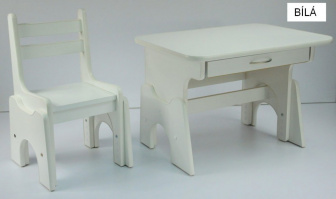 Stůl + židlička - B1 regulace výšky bílá