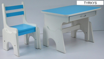 Stůl + židlička B1 - regulace výšky tyrkys