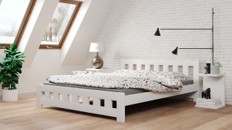 Postel Mirek 180/200 cm - bílá - masiv smrk 3,5 cm