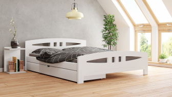 Postel Diana 140/200 cm - bílá + šuplík - masiv smrk 3,5 cm