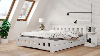 Postel Mirek 140/200 cm - bílá + šuplík - masiv smrk 3,5 cm