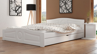 Postel Comfort 180/200 cm - bílá + šuplík - masiv smrk 3,5 cm