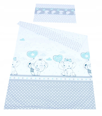 Povlečení do postýlky 120/90 cm - slůňata modrá