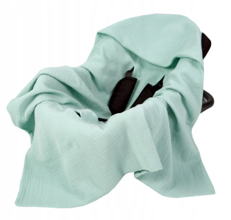 Mušelínová deka s kapucí do autosedačky 90x90 cm - šalvěj