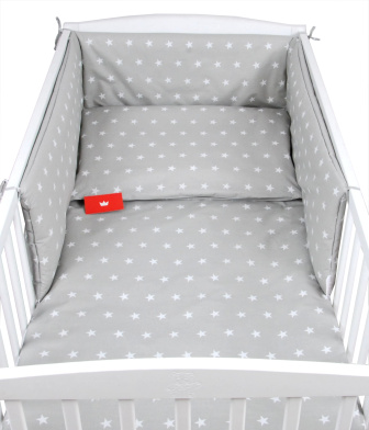 Souprava do postýlky 3 díly - šedá/bílá hvězda