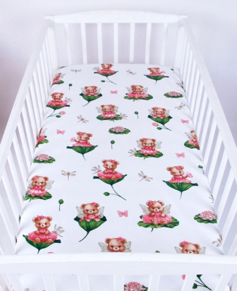 Prostěradlo bavlněné s gumkou 120/60 cm - medvědí víla