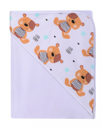 Dětská osuška s kapucí termofrote - bílá 100x100 cm