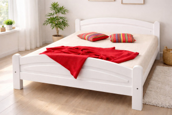 Postel z masivu borovice Bella 140x200 cm - BÍLÁ + rošt ZDARMA
