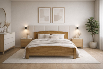Postel z masivu borovice Bella 120x200 cm - DUB + rošt ZDARMA