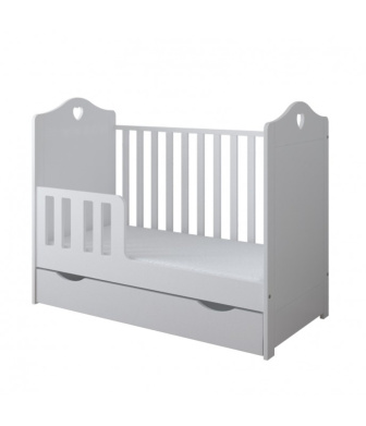 Postieľka 120/60 cm Beáta - biela - 2v1 so šuplíkom