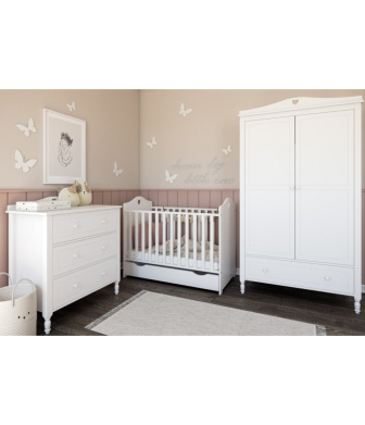 Postieľka 120/60 cm Beáta - biela - 2v1 so šuplíkom