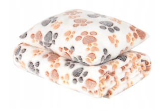 Deka + polštářek L  - béžová / packy