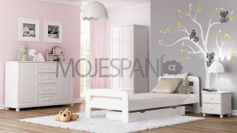 Postel Klaudie Bílá 90 x 200 cm + rošt masiv borovice