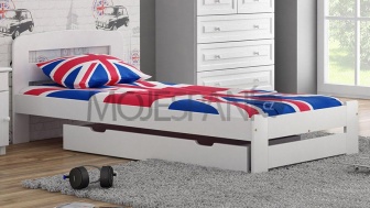 Postel Lída Bílá 90 x 200 cm + rošt masiv borovice