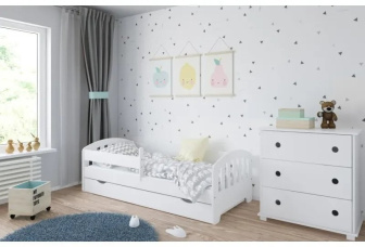 Postel Kvido 160/80 cm - bílá/ šedá + matrace + šuplík