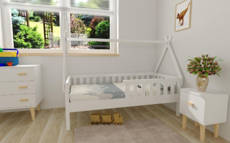 Postel z masivu Pavlík 80/160 + rošt ZDARMA - bílá