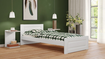 Postel Naďa 90/200 cm - bílá - masiv smrk 3,5 cm