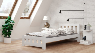 Postel Mirek 90/200 cm - bílá - masiv smrk 3,5 cm