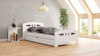 Postel Diana 80/200 cm - bílá + šuplík - masiv smrk 3,5 cm