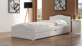 Postel Comfort 120/200 cm - bílá + šuplík - masiv smrk 3,5 cm