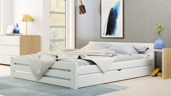 Postel Marek 140/200 cm - bílá + šuplík - masiv smrk 3,5 cm