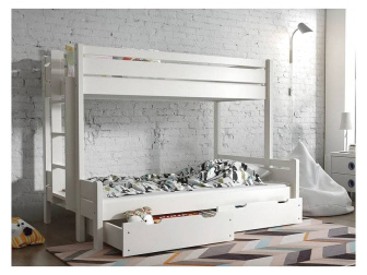Poschodová posteľ Jára 80/120x200 cm - BIELA + 2 zásuvky + rošty ZADARMO
