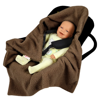 Zavinovacia deka do autosedačky - hnedá