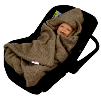 Zavinovacia deka do autosedačky - hnedá