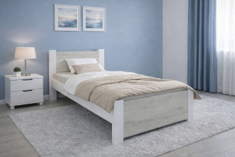 Postel Irma 90x200 cm Dub Craft/ bílá + rošt ZDARMA