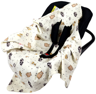 Mušelínová deka do autosedačky 80x80 cm - zvířátka