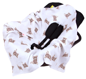 Mušelínová deka do autosedačky 80x80 cm - medvídci