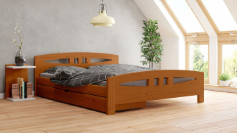 Postel Diana 140/200 cm - dub + šuplík - masiv smrk 3,5 cm