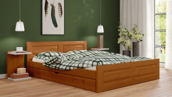 Postel Naďa 160/200 cm - dub + šuplík - masiv smrk 3,5 cm