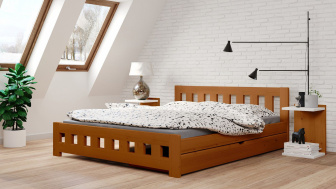 Postel Mirek 160/200 cm - dub + šuplík - masiv smrk 3,5 cm