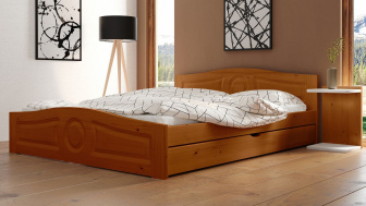 Postel Comfort 160/200 cm - dub + šuplík - masiv smrk 3,5 cm