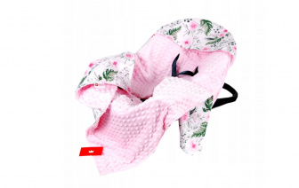 Zavinovací deka do autosedačky růžová květy