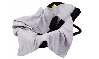 Mušelínová deka do autosedačky 80x80 cm - sivá