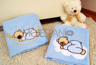 Dětská deka s výšivkou modrá