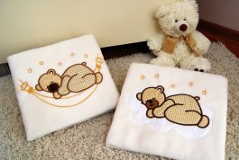 Deka do kočárku s výšivkou tmavě béžovou