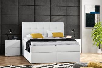 Čalúnená posteľ z ekokože Directo 180/200 cm s úložným priestorom - BIELA