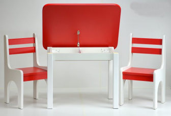 Stůl a dvě židličky K1 červená