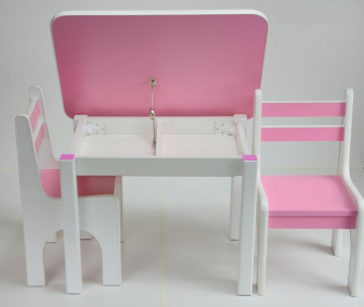 Stůl a dvě židličky K1 růžová