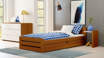 Postel Marek 80/200 cm - dub + šuplík - masiv smrk 3,5 cm