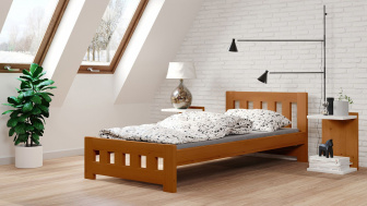 Postel Mirek 90/200 cm - dub - masiv smrk 3,5 cm