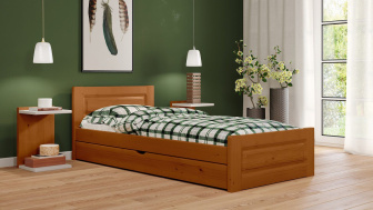 Postel Naďa 80/200 cm - dub + šuplík - masiv smrk 3,5 cm