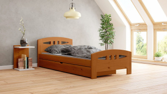 Postel Diana 120/200 cm - dub + šuplík - masiv smrk 3,5 cm